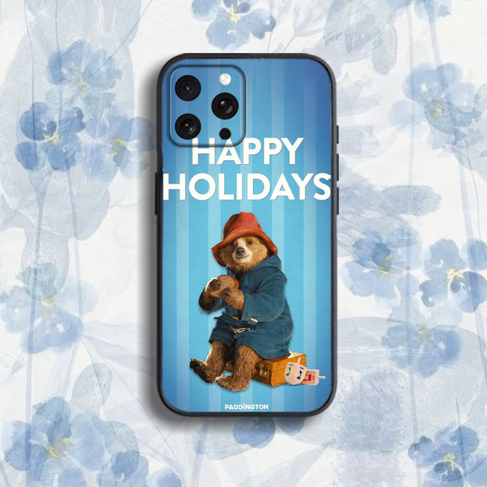 Cute P-Paddington B-Bear Phone Case For iPhone 17,16,15,14,13,12,Pro,Max,Plus,E,SE4,Air,Mini Black Soft Box