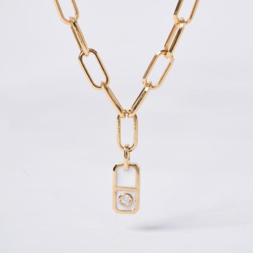 [POPTS] White Modernity Stone Necklace OTN222525EYW