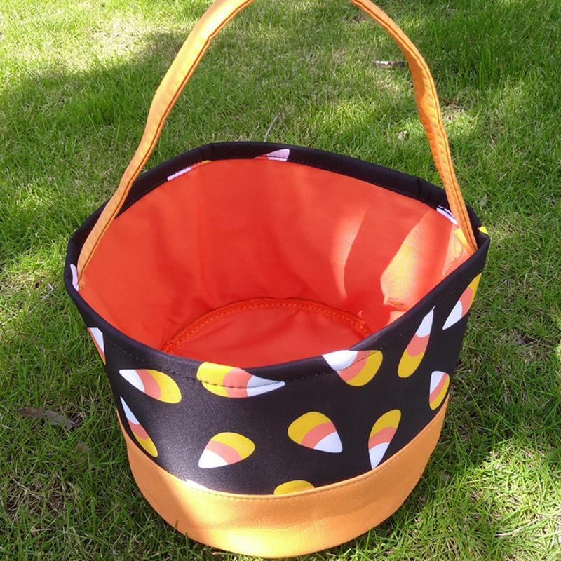 Halloween Portable Canvas Candy Bag Halloween Decoration Basket Kids Tote Bag Pumpkin Basket Halloween Decoration