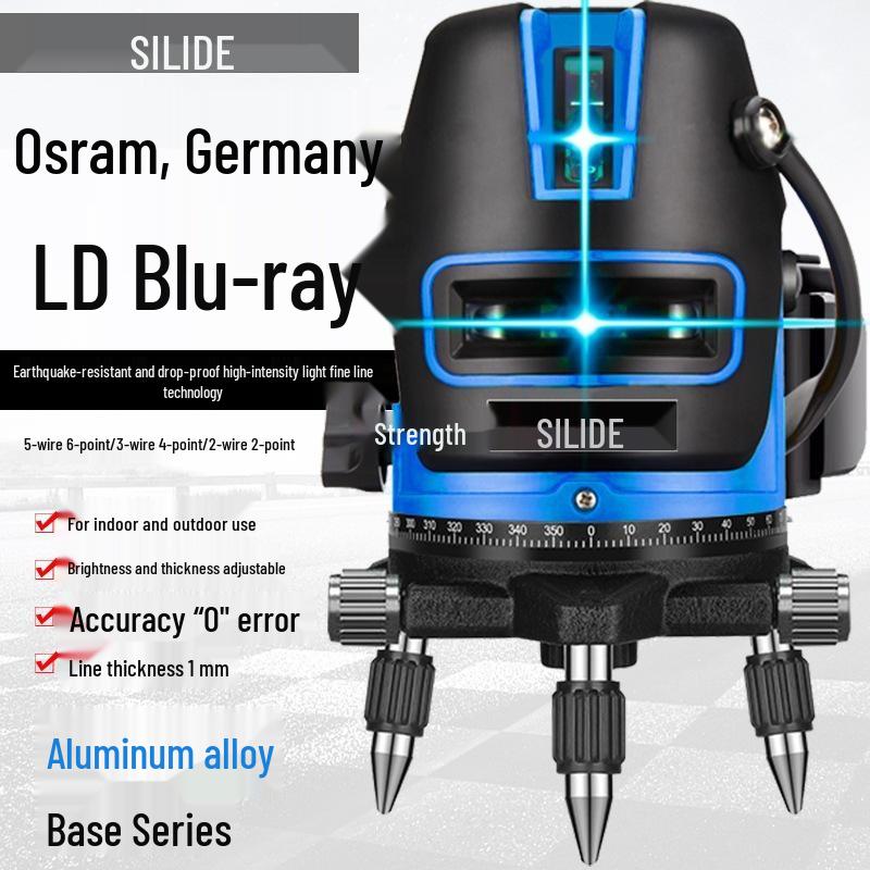 High-Precision Green/Blue Laser Level with Auto-Leveling, 2-5 Lines, Designed for Outdoor Use.