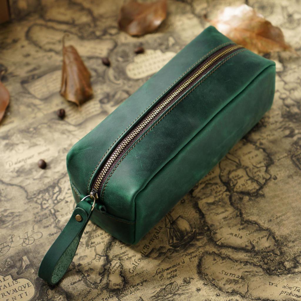 Retro Crazy Horse Leather Large Capacity Pencil Case
