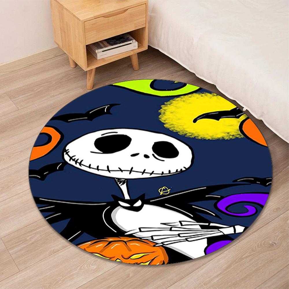 The Nightmare Before Christmas Printed Round Rug Carpet Chair Rug Area Rug Entryway Doormats,for Office Chair Living Room Bedroom Kitchen Room.