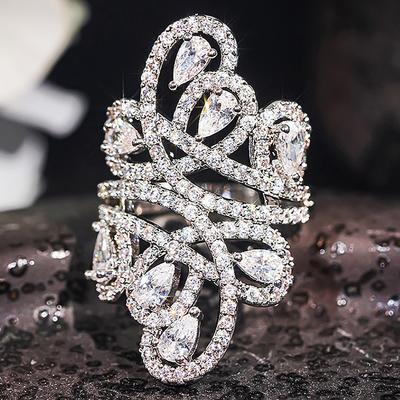 Huitan Inlaid Sparkling CZ Women Rings Luxury Trendy Accessories Jewelry for Wedding Engagement Party Anniversary Charming Gift