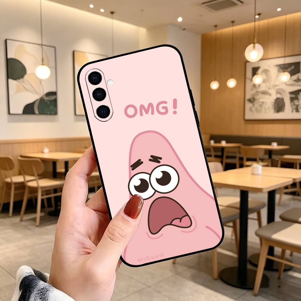 Cartoon Patrick Z-Sponge Funny B-BoB Phone Case Black Silicone Soft For Samsung Galaxy A73,A72,A71,A70,A53,A52,A51