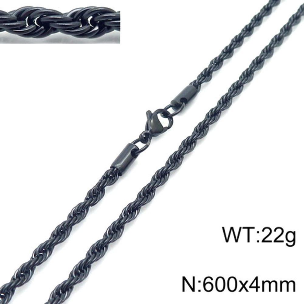 Hip-hop Style Vacuum Plating Black Titanium Steel Men's and Women's Winding Ladder Twist Necklace