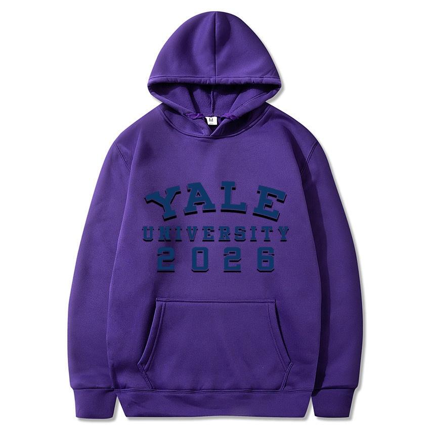 Yale University School Uniform for Autumn and Winter  Classic Solid Color Hoodie Daily Casual Fashion Long Sleeve Warm Hoodie