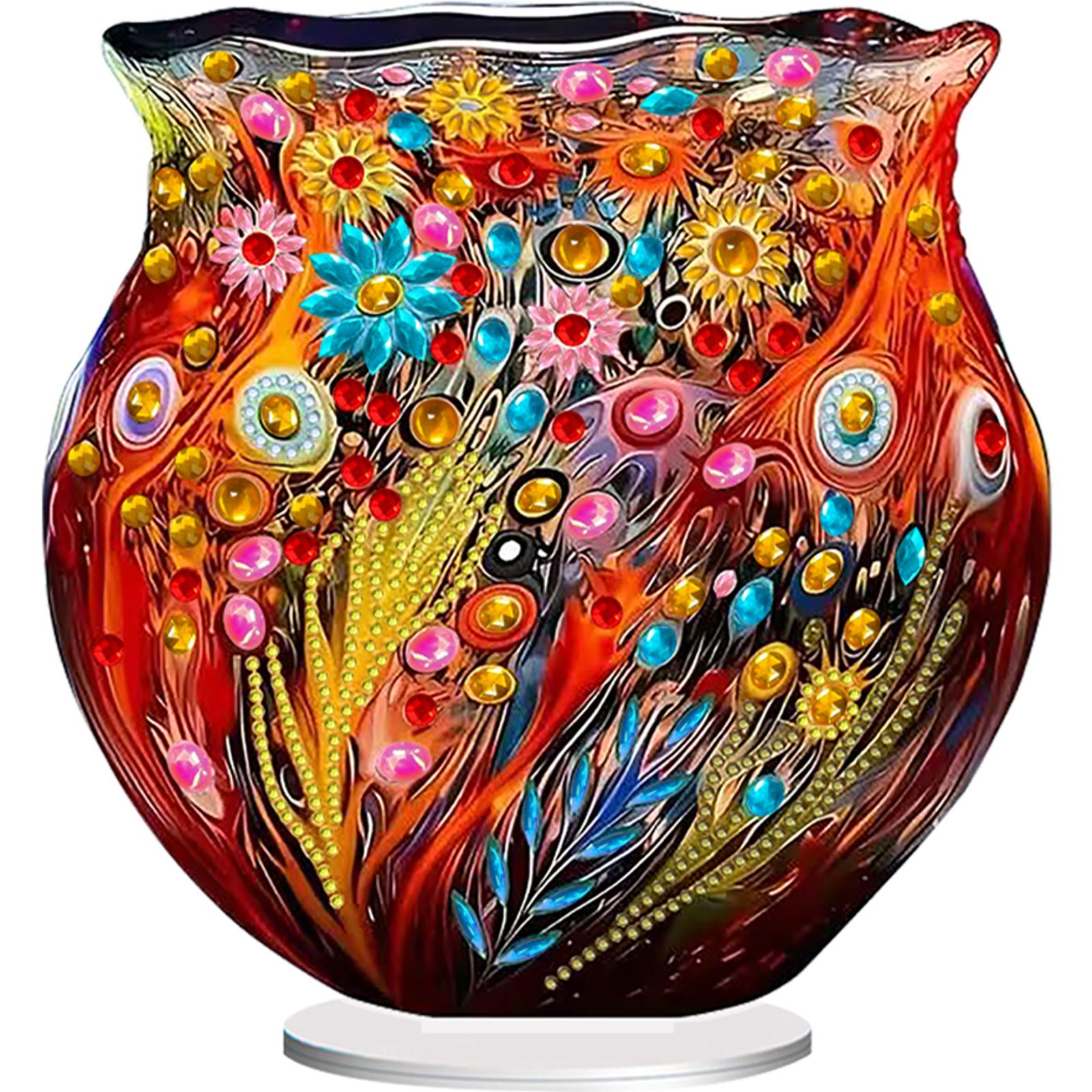 

2D Flat Print Vase DIY Diamond Painting Tabletop Ornaments Kit Table Top Diamond Painting Ornament Kits Desktop Diamond Art Kits