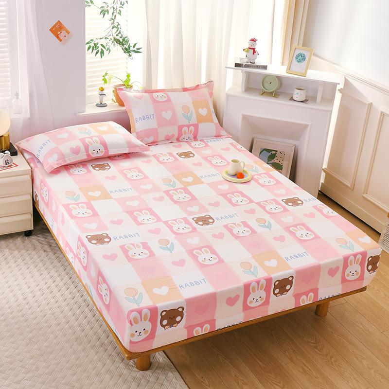New Pure Cotton Single Bed Sheet Cartoon Small Fresh All Cotton Bed Sheet Single Double Mattress Protective Cover
