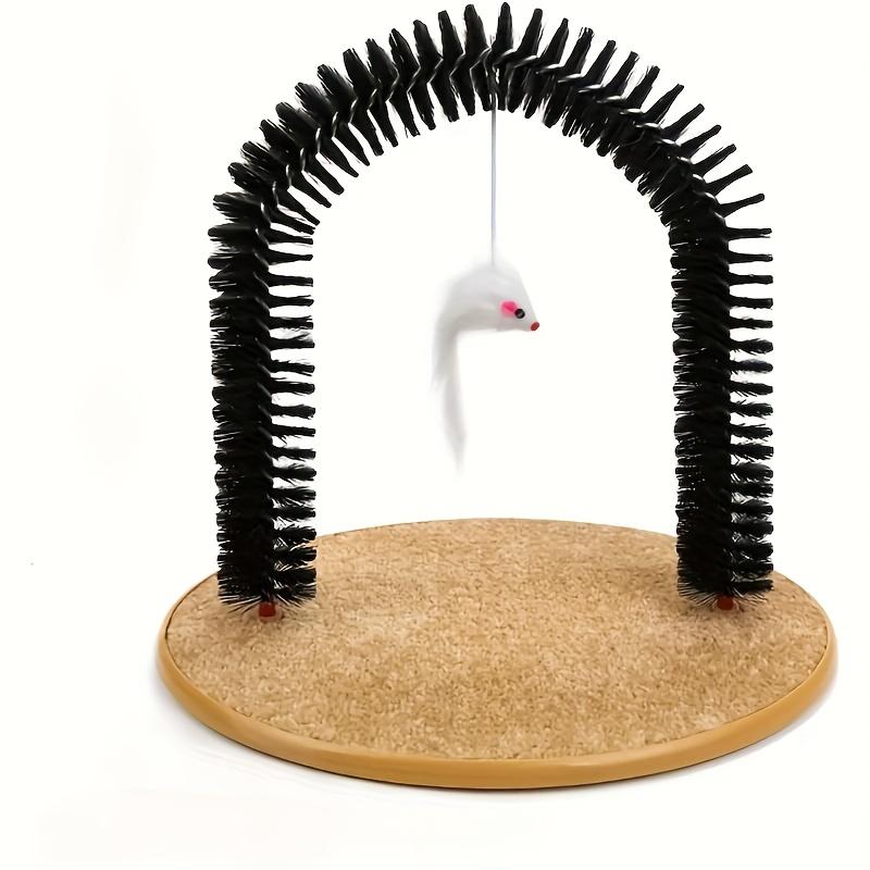 Cat Toy Arch with A Massage Grooming Rubbing Brush Multifunctional Cat Hair Brush Cat Scratching Toy for Cat Kittens Interactive