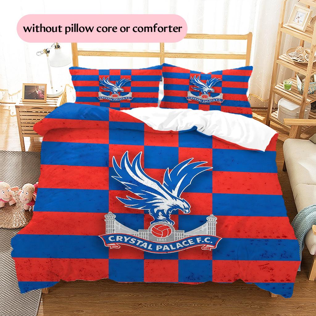 Crystal Palace F.C Pattern Bedding Quilt Set Home Decoration Gift (1 * duvet cover + 2 * pillowcase without core).xwn