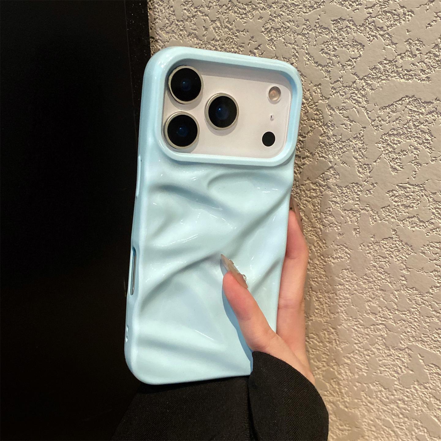 

Blue Water Ripple Pleated Case for Apple 13/14/15/16 Pro Max and 17 Pro Max iPhone 13