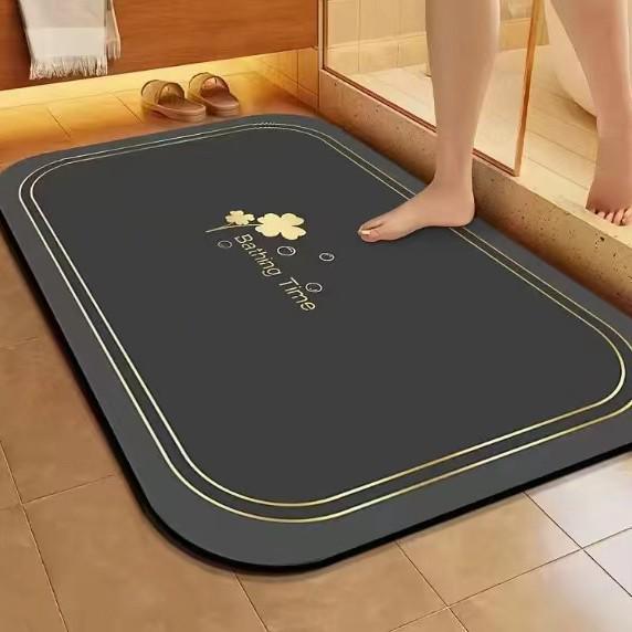 Quick Ship Four-Leaf Clover Diatom Mud Non-Slip Shower Mat - Water Absorbing & Wear Resistant Floor Mat