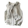 Summer Women Vest Coat Hooded Drawstring Solid Color Slim Fit Stretchy Hem Side Pockets Zip-up Cardigan Soft Breathable Casual Sport Waistcoat