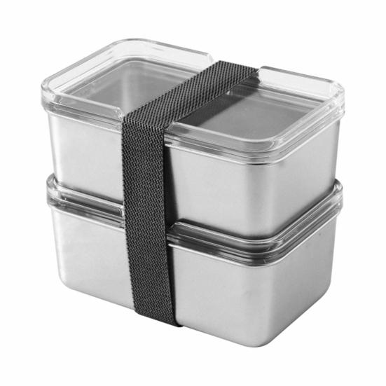 Nerezový obědový box s průhledným víkem Vhodný do mikrovlnné trouby a myčky Nádoba na přípravu jídla odolná proti vytečení Přenosný bento box do kanceláře školy