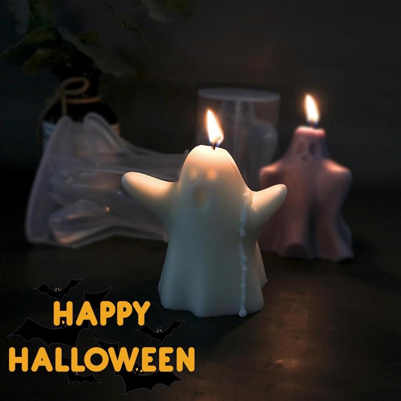 DIY Halloween Ghost Silicone Mold Aromatherapy Candle Plaster Spooky Ghost Handmade Soap Mould Halloween Decoration