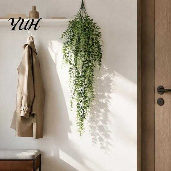 Realistic Plastic Vines 1/3/4Pcs Hanging Artificial Flower Decoration, UV Resistant Fake Fern & Floral Wedding Party Flowers Vine, Wall Faux