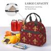 Heraldic Red Lis Expensive Kingly Gold Lily LYS Fleur Pattern Insulated Lunch Bag Reusable Portable Thermal Bento Tote for Work