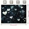2D Black Silver Glitter Heart Backdrop Valentine's Day Photography Background