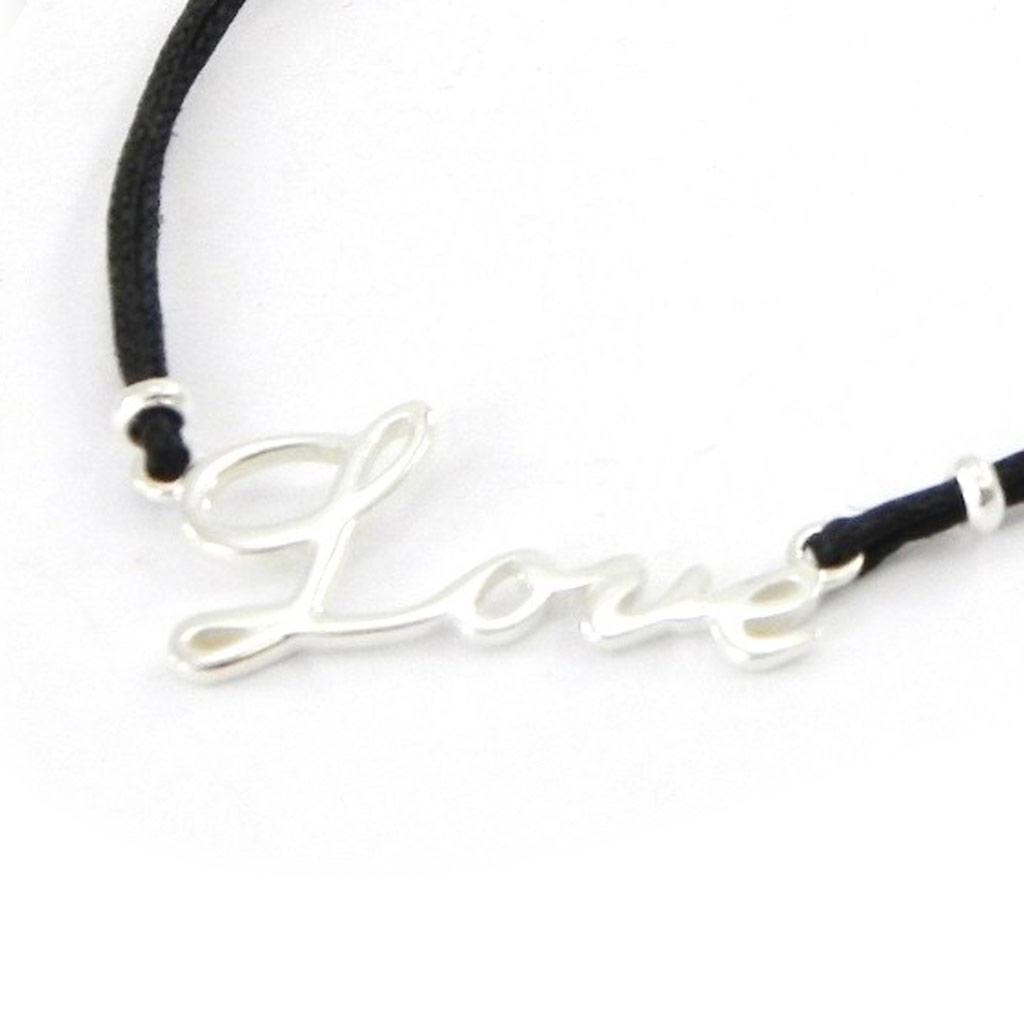 Les Trésors De Lily [I8066] - Bracelet Argent 'Love' noir argenté - 25x10 mm