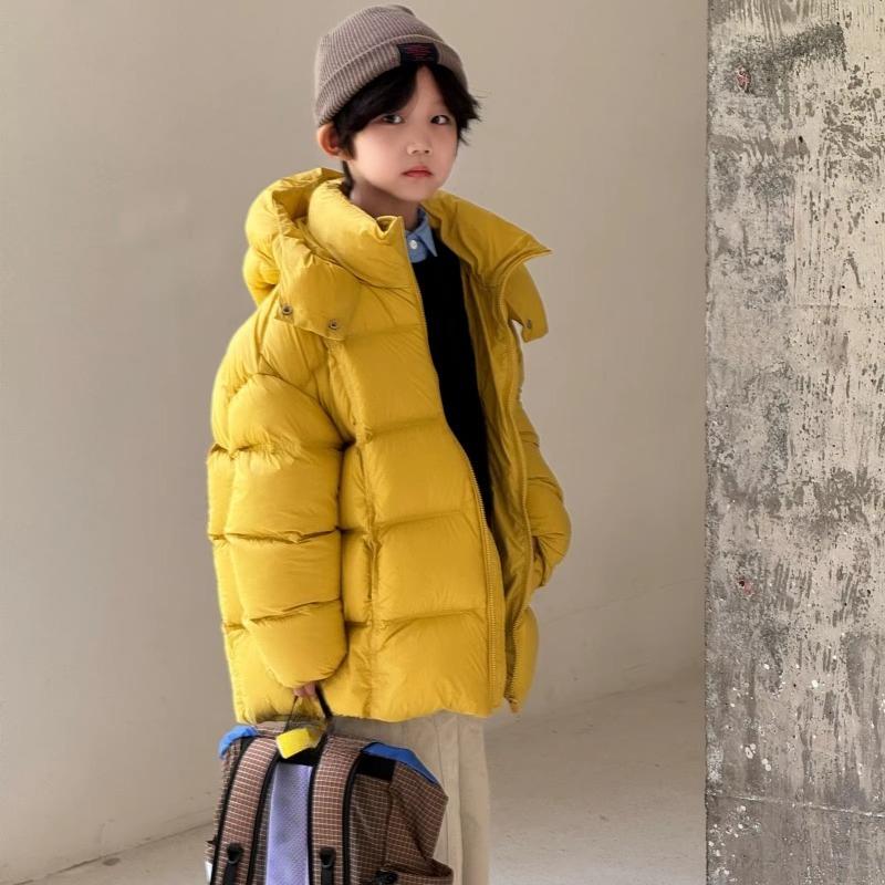 Children's Down Jacket Hooded Natural Fur Collar Winter Girls' Coat Warm White Duck Down Boys' Loose Fit Jacket