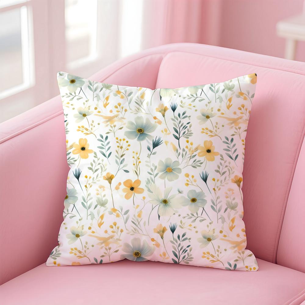 Full Print Floral Print Pattern Cushion Cover Pillow Case Soft Skin Friendly Fabric  Concealed Zipper
