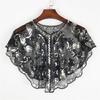 Short Mesh Shawl For Formal Clothes Feature Secure Sequins Detail Soft Polyester Cover Up Easy To Fold And Carry