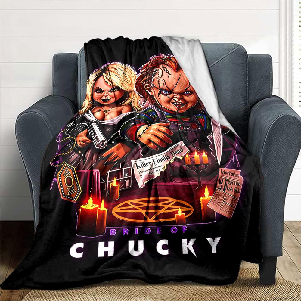 1pc Bride of Chucky Throw Blanket Soft Flannel, Cozy All Season Polyester Perfect for Home, Office