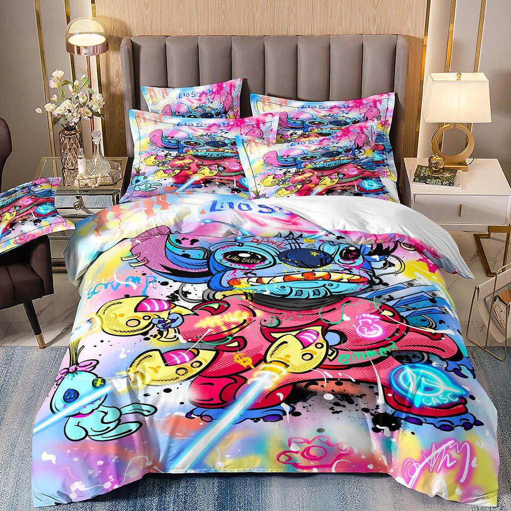 3D Digital Printing Quilt Cover Pillowcase Bedding Cartoon Three-Piece Set Home Textile Four-Piece Set