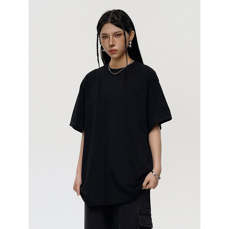 Wassup Heods Heavyweight 280g National Trendy Brand Pure Cotton Inner Wear Couple's Base Shirt Short-Sleeve Solid Color T-Shirt for Men and Women