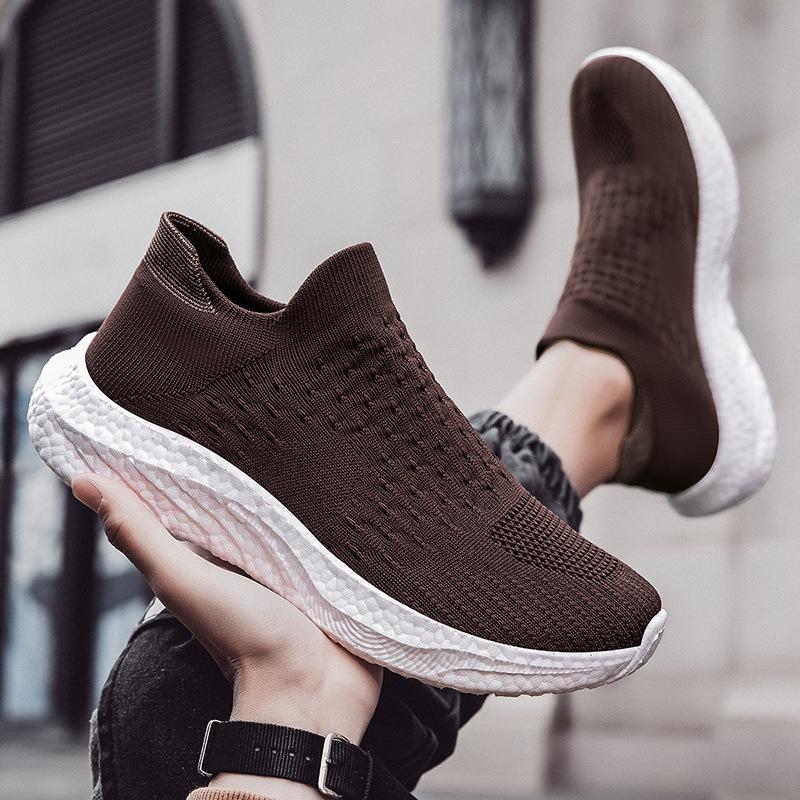 New soft-soled socks shoes non-slip large-size shoes fly-woven popcorn sneakers