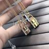 Gold V Letter Diamond Padlock Necklace with Enamel Pig Nose and KangKang Bag Clavicle Chain for Women