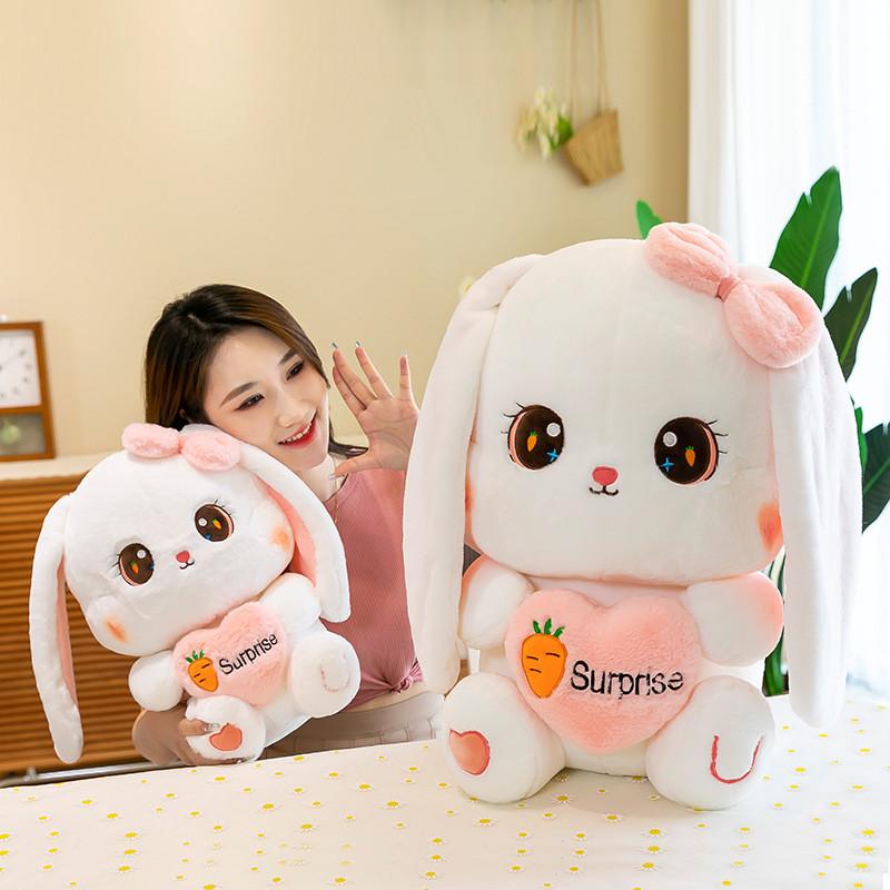Loving Pattern Carrot Heart Rabbit Plush Toy Animal Stuffed Doll Decoration