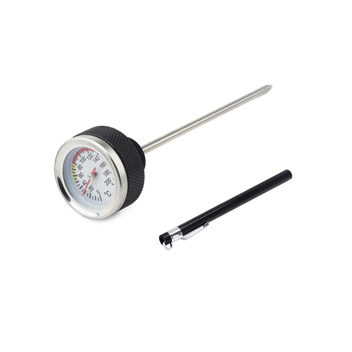Black Motorcycle Fuel Tank Caps M20x2.5 Oil Temperature Gauge with 117MM Probe