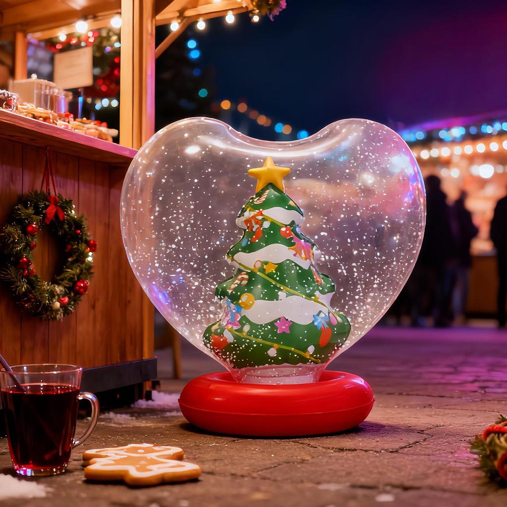 Giant Inflatable Christmas Ball Heart Shape Light Up Holiday Ornaments Figurine Inside Inflatable Decorated Ball With Remote
