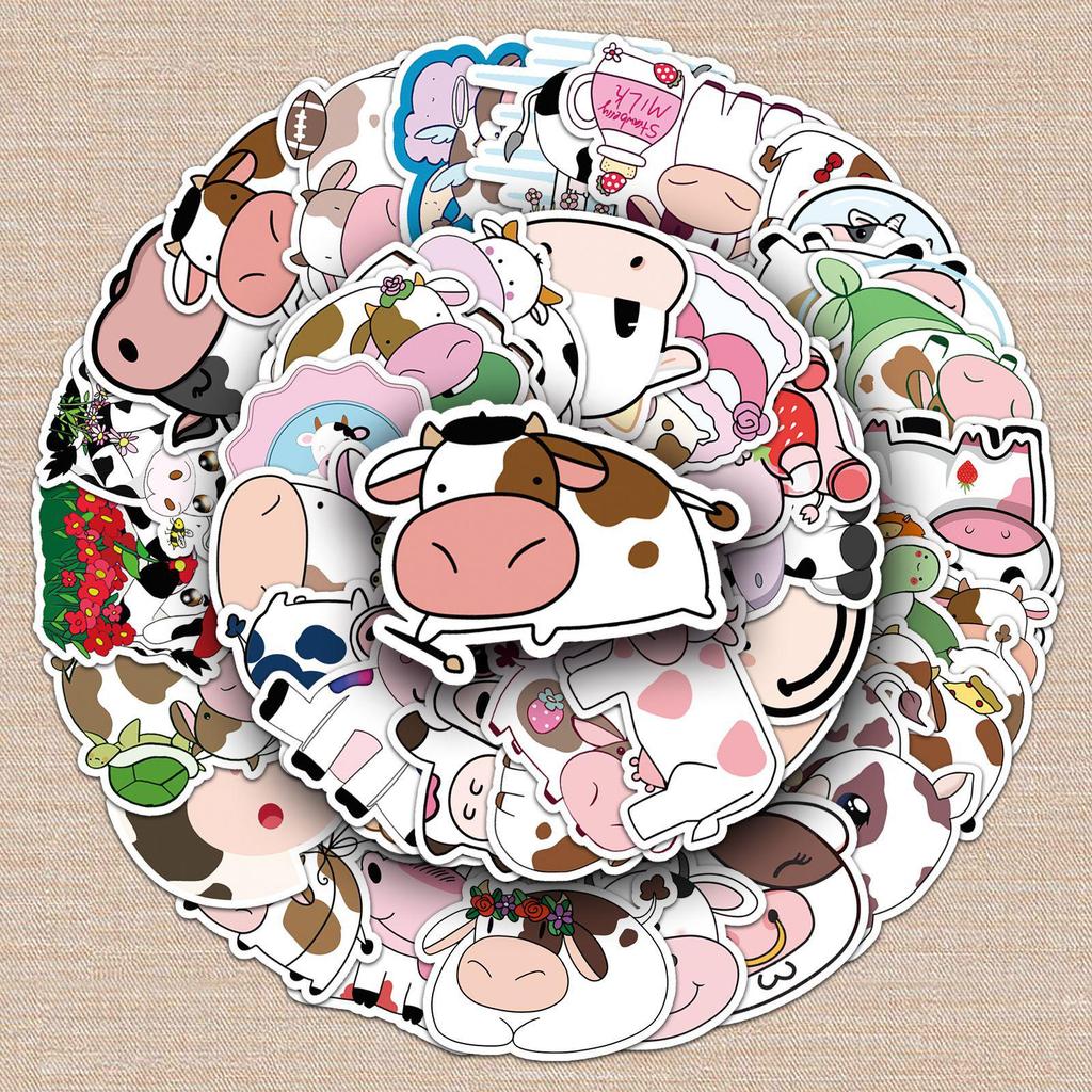 50 Cartoon Cow DIY Stickers for Scooters, Luggage, Motorcycles, Refrigerators, and Cars
