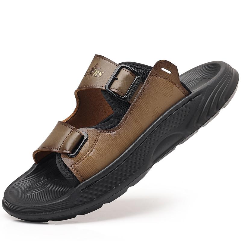 

Fashion Man Slippers Fashion Open Toed Sandals Beach Footwear Anti-collision Toe Wading Aqua Shoes Comfy Breathable Men Luxury Sandals 38 хаки