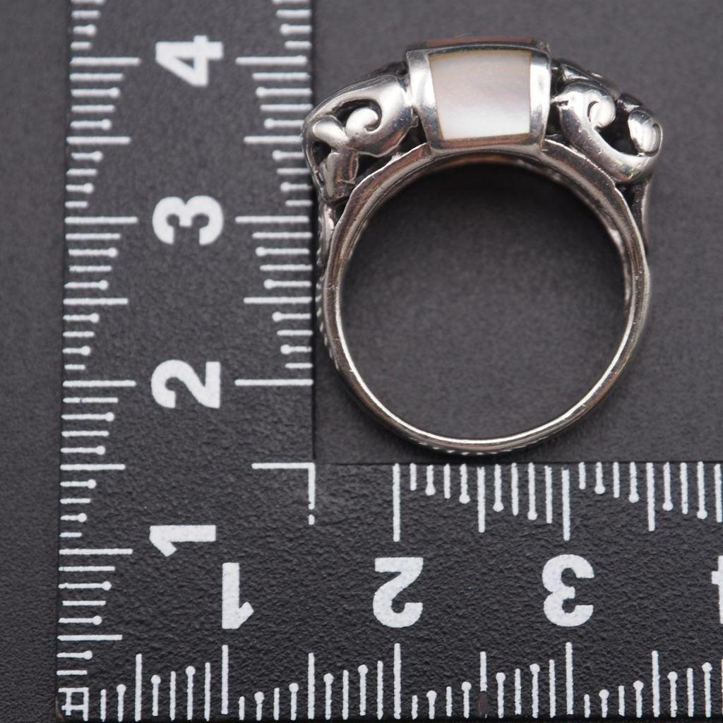 Used X983 Shell THAILAND 925 Engraved Ring Openwork Arabesque Design Silver Ring Vintage No. 11