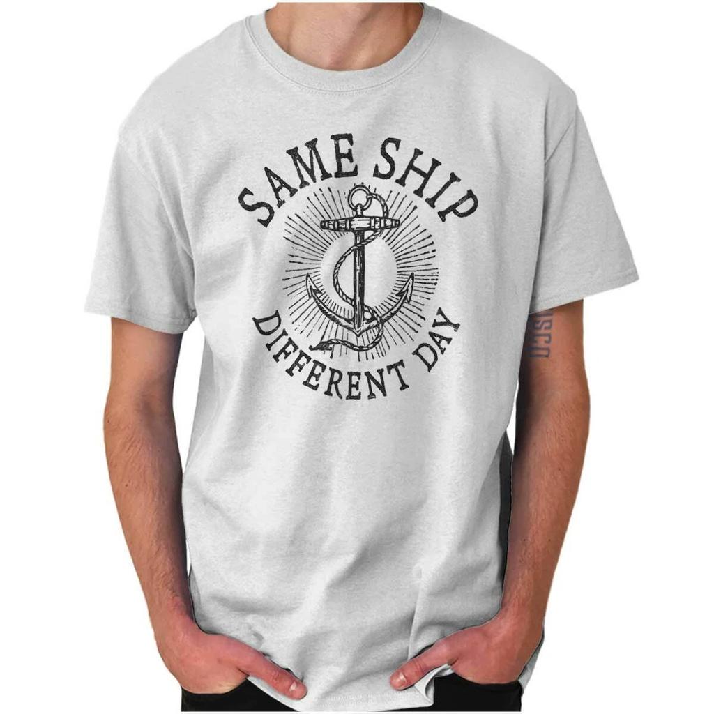 Same Ship Sarcastic Nauti Anchor Beach Party Womens or Mens Crewneck T Shirt Tee