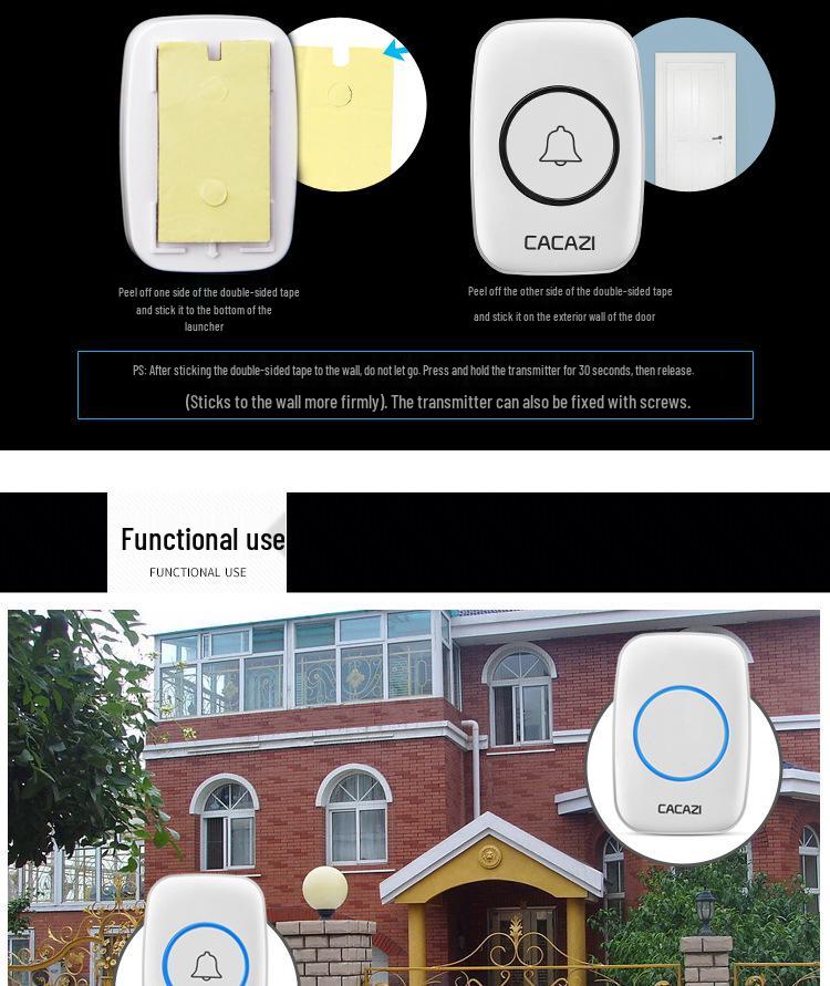 A10 Europäischer & Britischer Standard Drahtlose Intelligente Türklingel und Langreichweiten-Musikpager für ältere Menschen