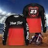 Personalisiertes Fahrername Nummer Motocross Langarmshirt Benutzerdefiniertes Geometrisches Muster Dirt Bike T-Shirt Locker Rennteam 3D-Shirt