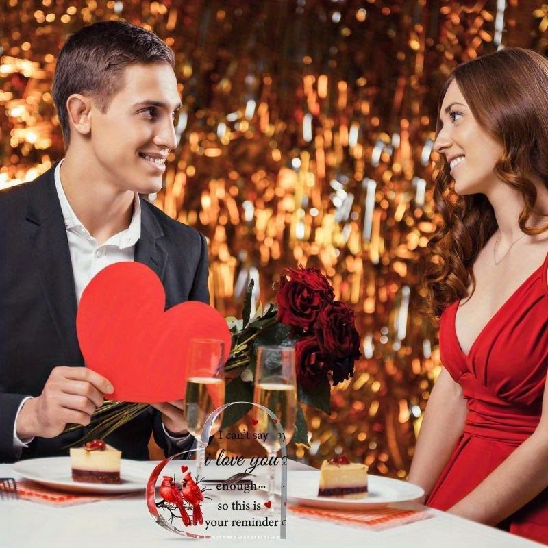 Sváteční Znamení Lásky s Kardinálem - Romantická Akrylová Stolní Dekorace k Narozeninám Mamy, Výročí Svatby a na Valentýna