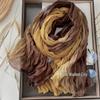Sciarpa da Donna Blu Sfumato Effetto Cotone e Lino – Retro, Versatile, Lunga Stola Pieghettata per Autunno/Inverno.