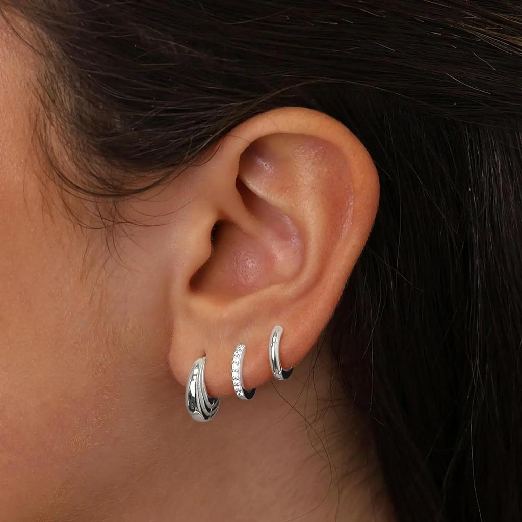 2Pcs Stainless Steel Crystal Zirconia Hoop Earrings for Women Trendy Gold Plated Circle Huggie Punk Earring Piercing Zircon