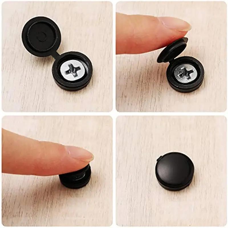 1000pcs Hinged Plastic Screw Cap Cover Fold Snap Protective Cap Button For Car Furniture Decorative Nuts Cover Bolts Hardware