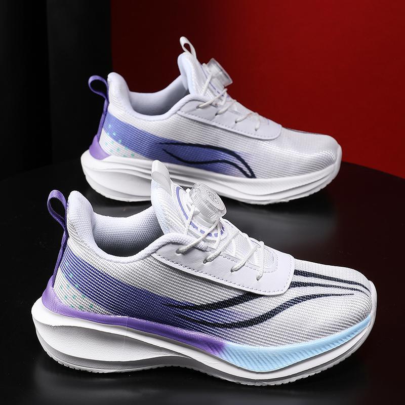 

Lace-up-free rotating buckle men s and women s running shoes 2025 new breathable shock-absorbing sports shoes racing primary school running shoes 40
