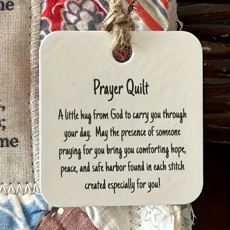 Handmade Pocket Prayer Quilt with Wooden Cross - Colorful Fabrics, Vintage Style, Symbolic Psalm Design, Comfortable and Supportive
