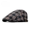 Unisex Plaid Tartan Flat Cap Retro British Style Ivy Hat Breathable Lightweight Adjustable Cabbie Beret for Spring Summer Men Women