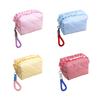 Cosmetic Bag with Contrast Color Bracelet Embellishment Ruffle Decoration Makeup Organizer Plaid Quilting Design Makeup Bag