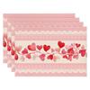 4/6pcs Pink Love Hearts Valentine Placemats Set, Anniversary Placemats for Party Kitchen Dining Decoration 12x18 Inch