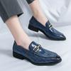 FashionMan Shoes Leather Men Casual Shoes slip on Business Formal British Style Luxury Male Loafers For Men Green moccasins
